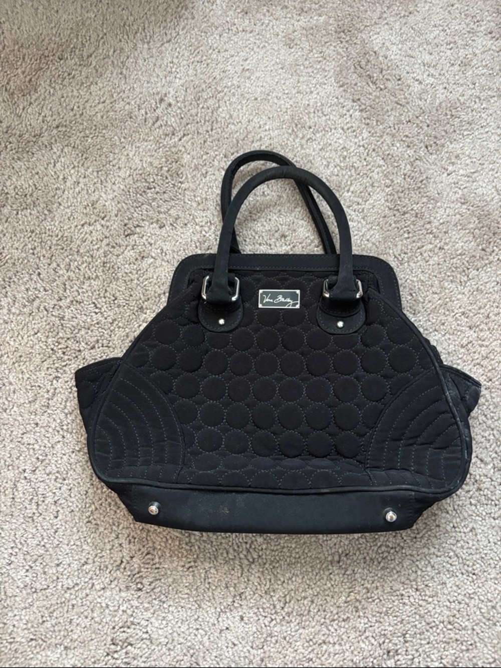 Vera Bradley Black Quilted Tote Satchel